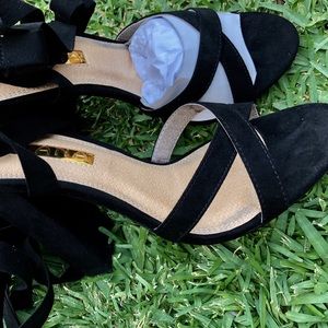 Brand New, Never Worn Black Lace Up Heels